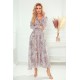 Rochie midi din chiffon bej cu print bleu boho Carly Rochie midi din chiffon bej cu print bleu boho Carly 6 - dyandra.ro