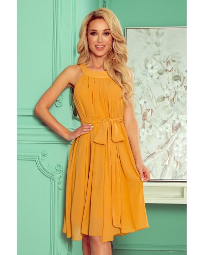 Rochii de vara, Rochie galbena vaporoasa din chiffon Alizee - dyandra.ro