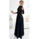 Rochie eleganta lunga neagra cu dantela pe bust cu maneca trei sferturi Allegria 3 - dyandra.ro