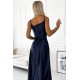 Rochie lunga din satin bleumarin Juliett 5 - dyandra.ro