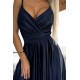 Rochie lunga din satin bleumarin Juliett 7 - dyandra.ro