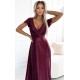 Rochie lunga din satin burgundy Cristaliza 4 - dyandra.ro