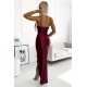 Rochie lunga din satin burgundy cu umerii goi Caressa Rochie lunga din satin burgundy cu umerii goi Caressa 3 - dyandra.ro