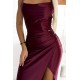 Rochie lunga din satin burgundy cu umerii goi Caressa Rochie lunga din satin burgundy cu umerii goi Caressa 6 - dyandra.ro