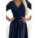 Rochie eleganta lunga din satin si dantela bleumarin cu maneca trei sferturi Allegria 7 - dyandra.ro