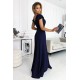Rochie lunga din glitter bleumarin Cristaliza Rochie lunga din glitter bleumarin Cristaliza 3 - dyandra.ro