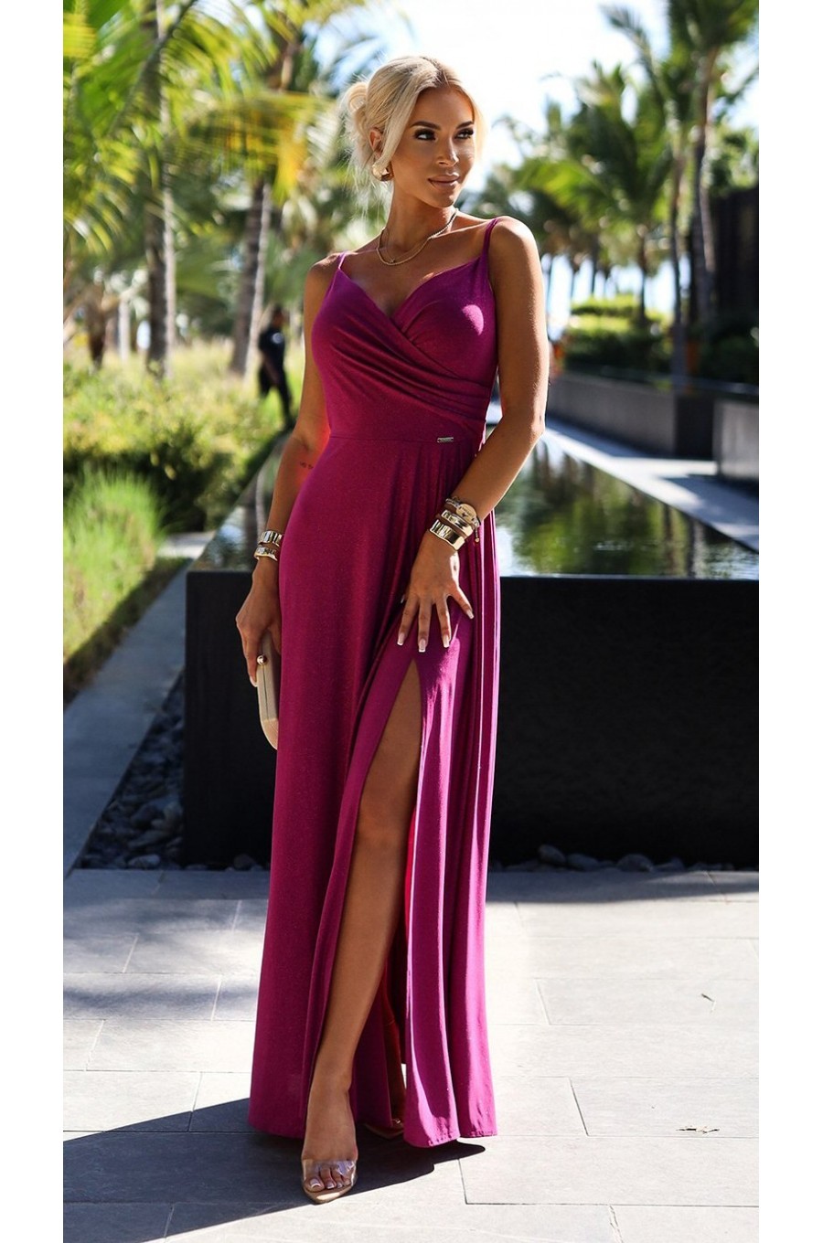 Rochie eleganta lunga din glitter burgundy Scarlett 1 - dyandra.ro