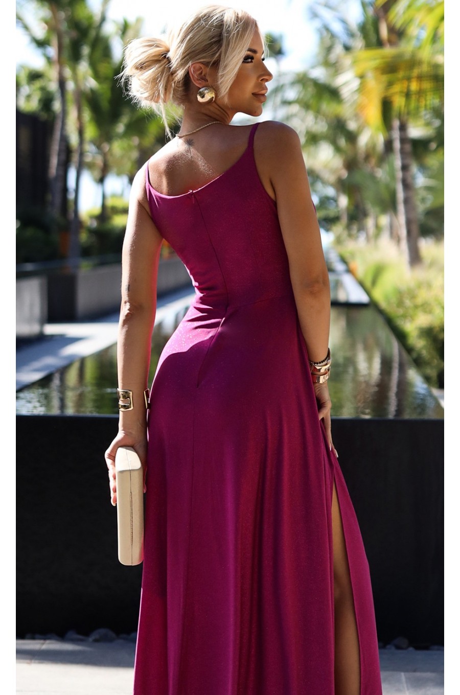Rochie eleganta lunga din glitter burgundy Scarlett 4 - dyandra.ro