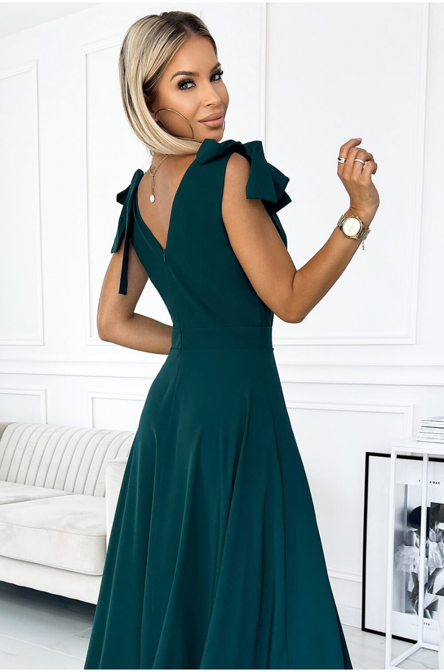 Rochie lunga eleganta verde petrecuta Soranya Rochie lunga eleganta verde petrecuta Soranya 4 - dyandra.ro