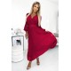 Rochie eleganta plisata lunga, din chiffon burgundy, cu maneca lunga, vaporoasa, Vaneira 2 - dyandra.ro