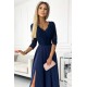 Rochie lunga cu dantela pe bust, bleumarin, cu maneca trei sferturi, Allegria 6 - dyandra.ro