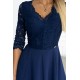 Rochie lunga cu dantela pe bust, bleumarin, cu maneca trei sferturi, Allegria 7 - dyandra.ro