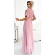 Rochie lunga roz prafuit, cu bustul plisat, vaporoasa, petrecuta, Munisse 3 - dyandra.ro