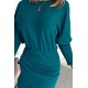 Rochie tricotata midi, din acryl, albastra, mulata, cu maneca lunga, Kamari 6 - dyandra.ro