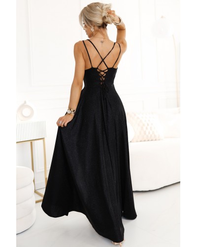 Rochie neagra eleganta lunga din brocard cu bust tip corset Precious Rochie neagra eleganta lunga din brocard cu bust tip corset Precious - dyandra.ro