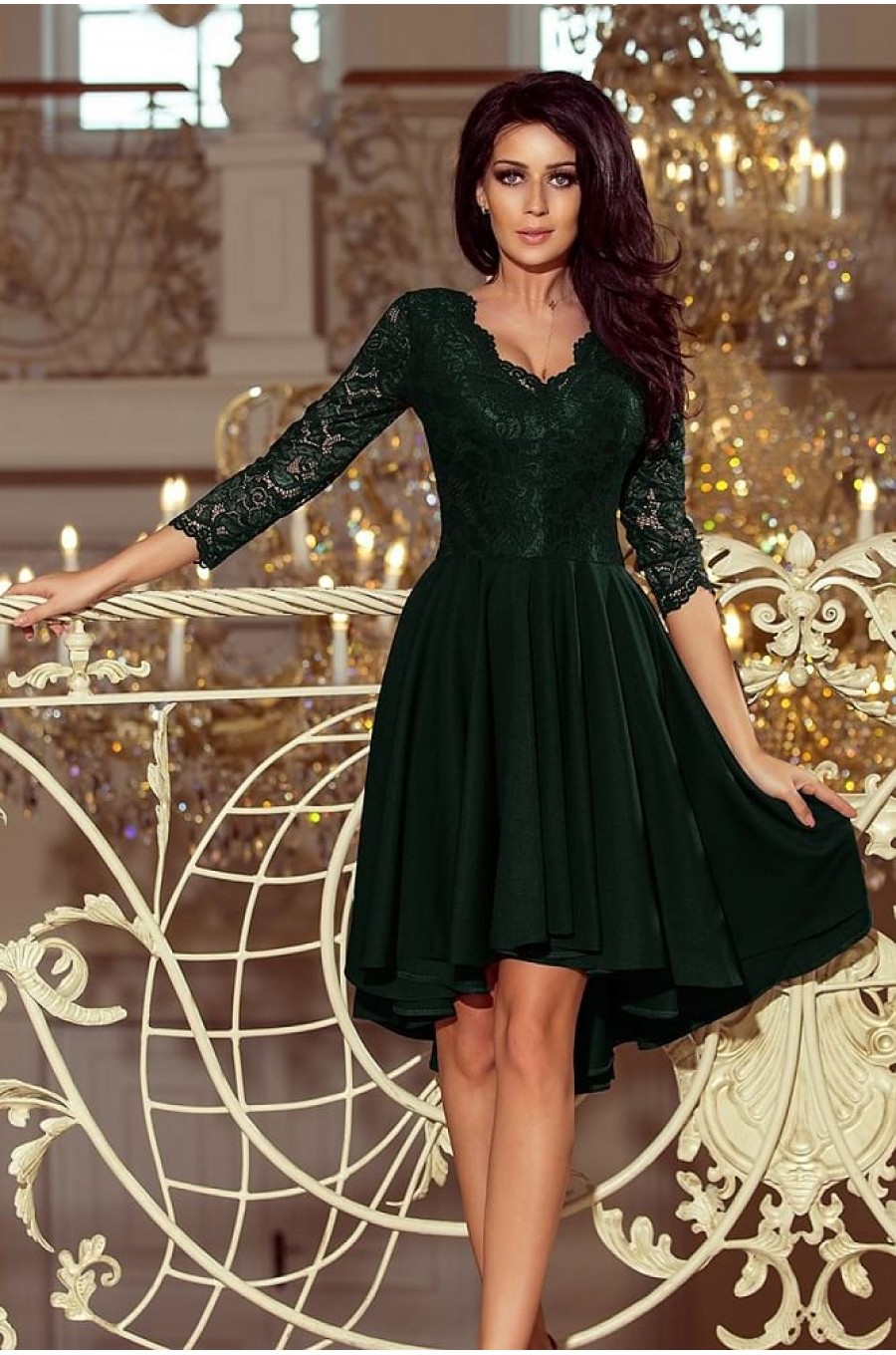 Rochie midi verde din dantela Anastasia Rochie midi verde din dantela Anastasia 1 - dyandra.ro