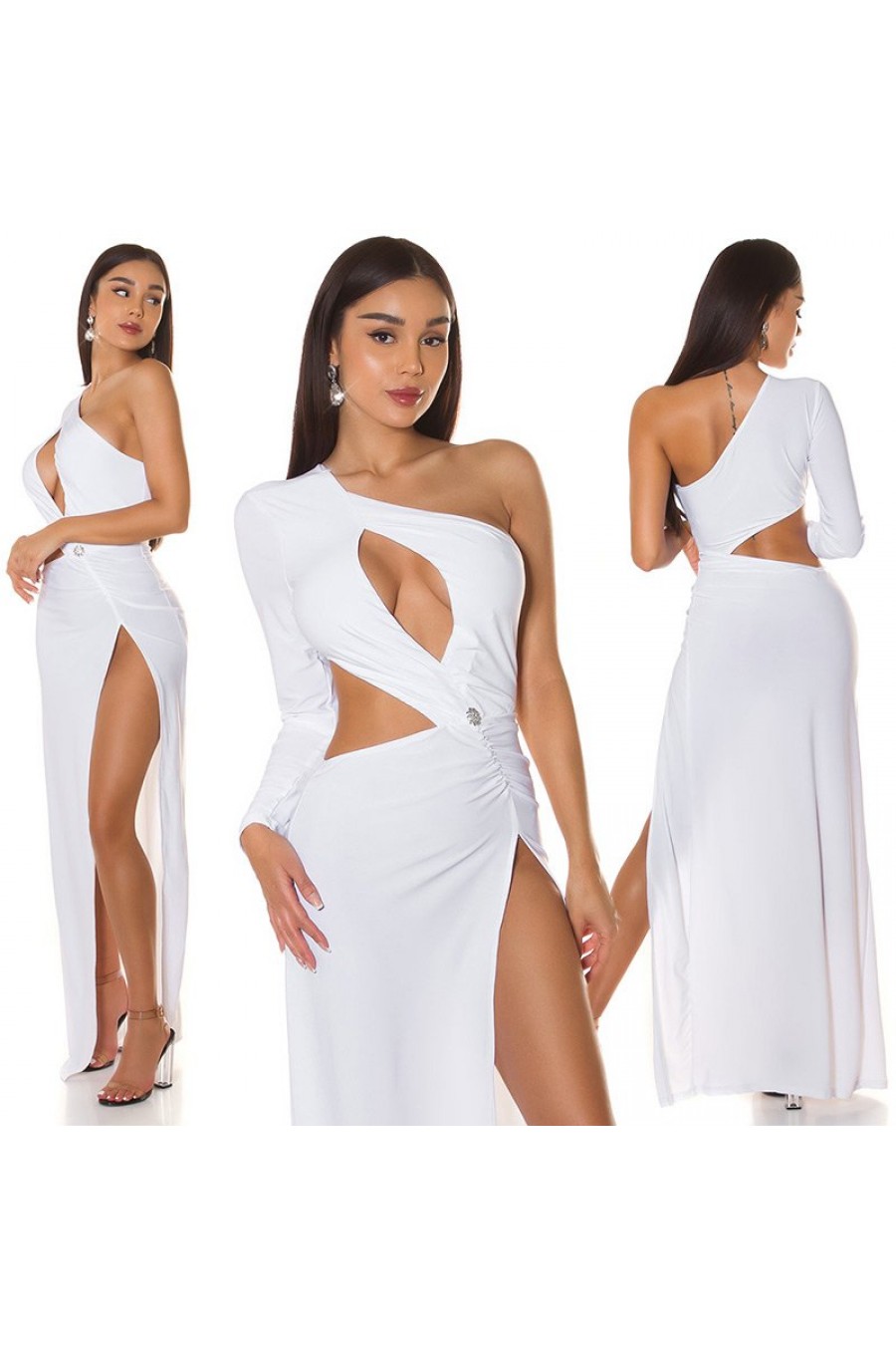 Rochie lunga alba mulata cu maneca lunga si umerii goi Kleopatra Rochie lunga alba mulata cu maneca lunga si umerii goi Kleopatra 6 - dyandra.ro