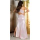 Rochie lunga roz pal cu glitter cu umerii goi Zaria 3 - dyandra.ro