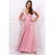 Rochie lunga roz pastel cu umerii goi din brocard Gala Rochie lunga roz pastel cu umerii goi din brocard Gala 3 - dyandra.ro