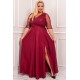 Rochie lunga XXL din dantela si brocard burgundy Adalyze 2 - dyandra.ro