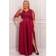 Rochie lunga XXL din dantela si brocard burgundy Adalyze 3 - dyandra.ro