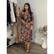 Rochie midi multicolora cu maneca lunga Claudia 2 - dyandra.ro