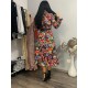 Rochie midi multicolora cu maneca lunga Claudia 4 - dyandra.ro