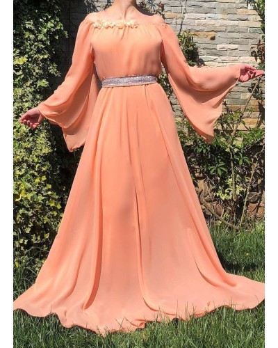 Rochie lunga din voal roz somon FairyTale Rochie lunga din voal roz somon FairyTale - dyandra.ro