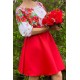 Rochie traditionala midi din tafta rosie cu maci Azra Rochie traditionala midi din tafta rosie cu maci Azra 4 - dyandra.ro
