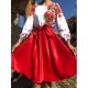 Rochie traditionala midi din tafta rosie cu maci Azra Rochie traditionala midi din tafta rosie cu maci Azra 5 - dyandra.ro
