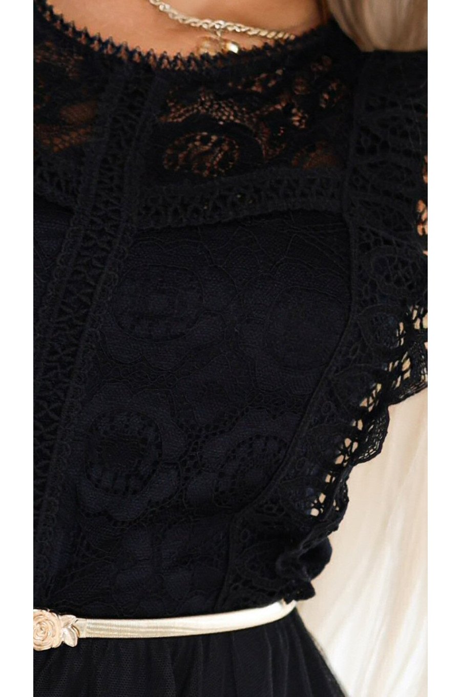 Rochie baby doll scurta neagra din dantela si tulle Delcia Rochie baby doll scurta neagra din dantela si tulle Delcia 4 - dyandra.ro