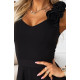 Rochie neagra eleganta lunga cu floare pe bust MoniqueW 5 - dyandra.ro