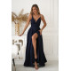Rochie eleganta lunga bleumarin navy cu bust tip corset Jasmine 5 - dyandra.ro