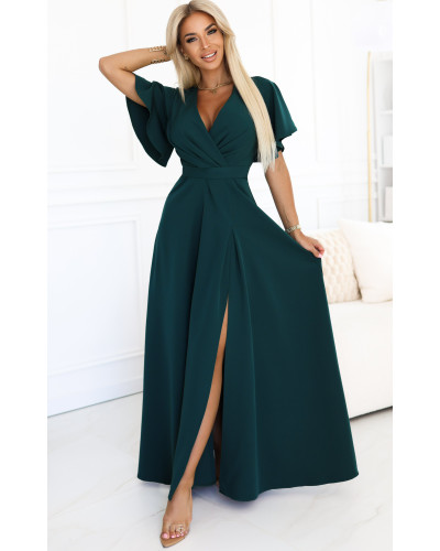 Rochie eleganta lunga verde smarald vaporoasa petrecuta Kasandra Rochie eleganta lunga verde smarald vaporoasa petrecuta Kasandra - dyandra.ro