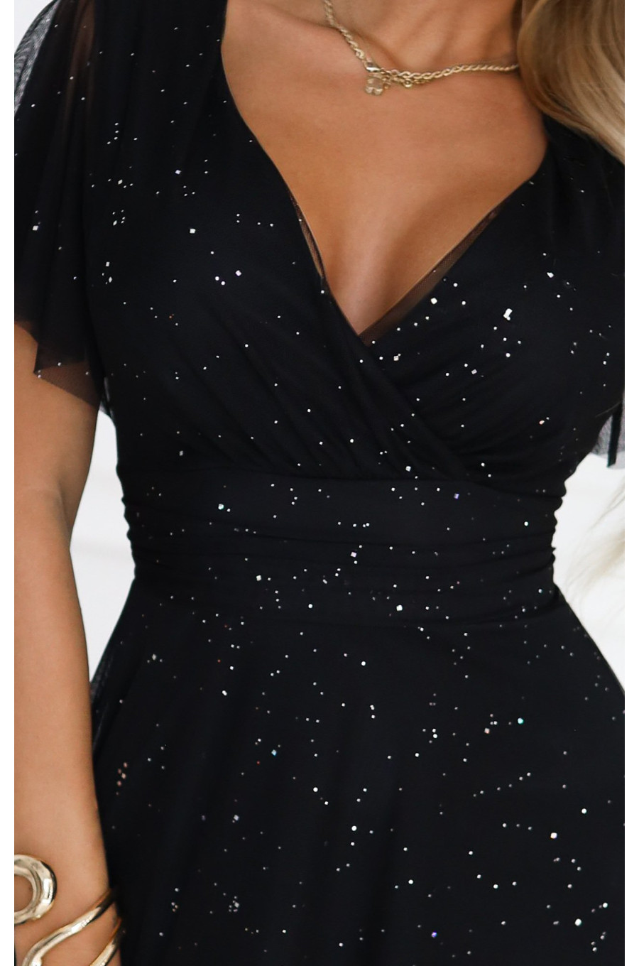 Rochie eleganta lunga neagra din brocard vaporoasa petrecuta Melania Rochie eleganta lunga neagra din brocard vaporoasa petrecuta Melania 3 - dyandra.ro