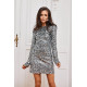 Rochie scurta paiete argintii mulata cu maneca lunga GemmaR Rochie scurta paiete argintii mulata cu maneca lunga GemmaR 2 - dyandra.ro