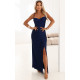 Rochie eleganta lunga bleumarin navy mulata crapata pe picior Astrid Rochie eleganta lunga bleumarin navy mulata crapata pe picior Astrid 2 - dyandra.ro