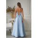 Rochie eleganta lunga baby blue cu bust tip corset vaporoasa Jasmine 3 - dyandra.ro