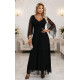 Rochie neagra lunga din brocard vaporoasa cu maneca lunga SheenyN 4 - dyandra.ro