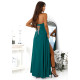 Rochie eleganta lunga verde vaporoasa cu corset si umeri goi VenussW 3 - dyandra.ro
