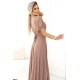 Rochie eleganta lunga cappuccino din brocard petrecuta Kasandra 4 - dyandra.ro