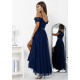 Rochie eleganta lunga din tulle bleumarin navy cu umerii goi vaporoasa KiaraW Rochie eleganta lunga din tulle bleumarin navy cu umerii goi vaporoasa KiaraW 3 - dyandra.ro