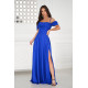 Rochie eleganta lunga glitter albastra cu umerii goi vaporoasa Delight Rochie eleganta lunga glitter albastra cu umerii goi vaporoasa Delight 2 - dyandra.ro