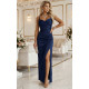 Rochie eleganta lunga bleumarin navy mulata crapata pe picior Astrid Rochie eleganta lunga bleumarin navy mulata crapata pe picior Astrid 5 - dyandra.ro
