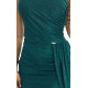 Rochie de ocazie eleganta brocard verde cu un umar gol Selena 4 - dyandra.ro