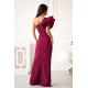 Rochie eleganta lunga burgundy cu un umar gol cu volan si pene Reyna Rochie eleganta lunga burgundy cu un umar gol cu volan si pene Reyna 4 - dyandra.ro