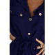 Rochie tip camasa bleumarin navy midi cu maneca lunga, Asiyah 4 - dyandra.ro