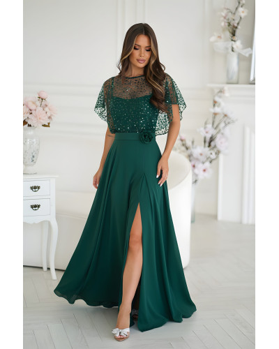 Rochie de nunta lunga verde smarald cu paiete pe bust vaporoasa Azaliya Rochie de nunta lunga verde smarald cu paiete pe bust vaporoasa Azaliya - dyandra.ro