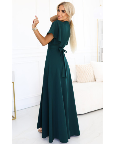 Rochie eleganta lunga verde smarald vaporoasa petrecuta Kasandra Rochie eleganta lunga verde smarald vaporoasa petrecuta Kasandra - dyandra.ro