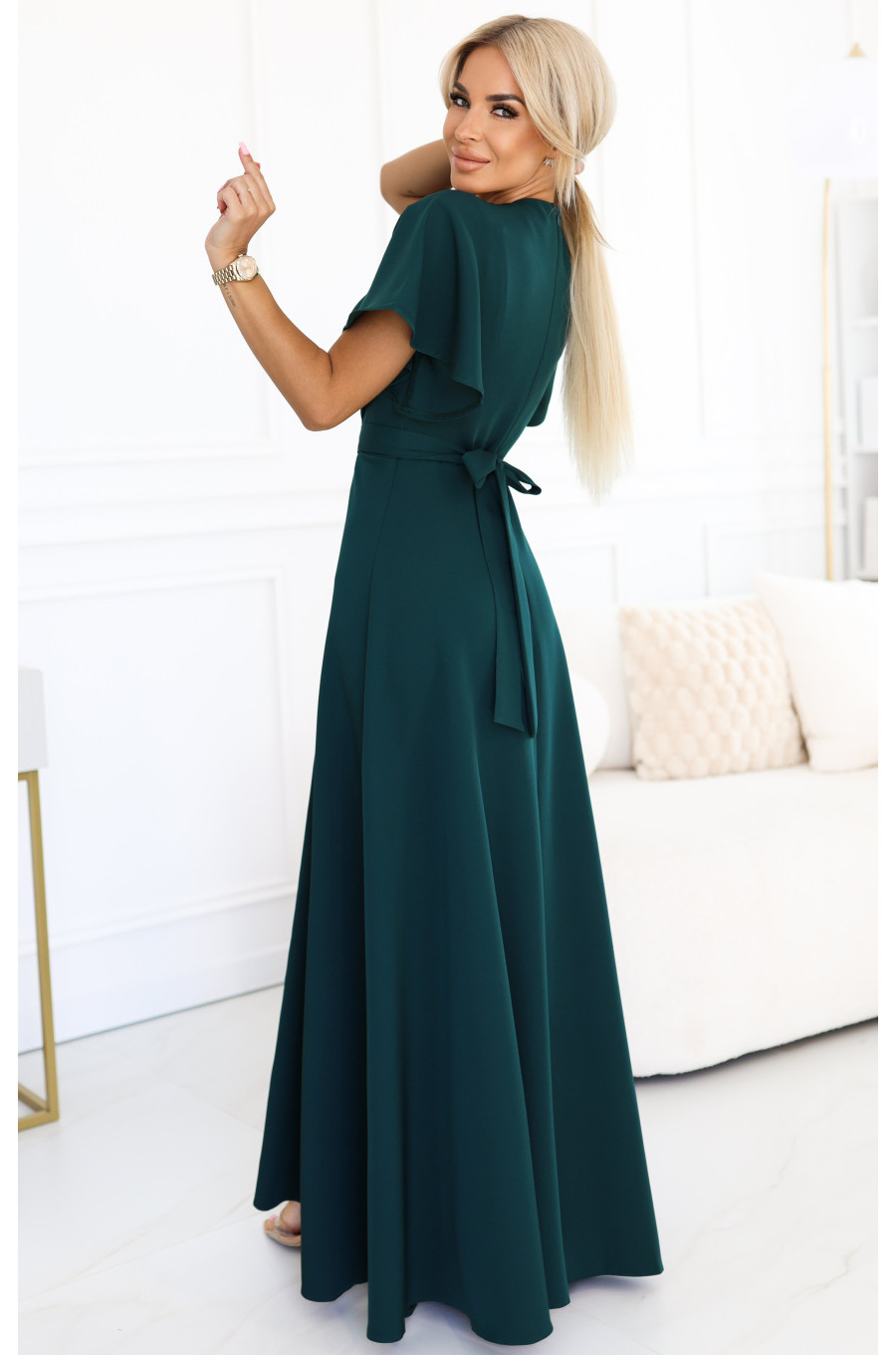 Rochie eleganta lunga verde smarald vaporoasa petrecuta Kasandra Rochie eleganta lunga verde smarald vaporoasa petrecuta Kasandra 2 - dyandra.ro